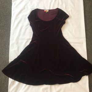Maroon Velvet Skater Dress